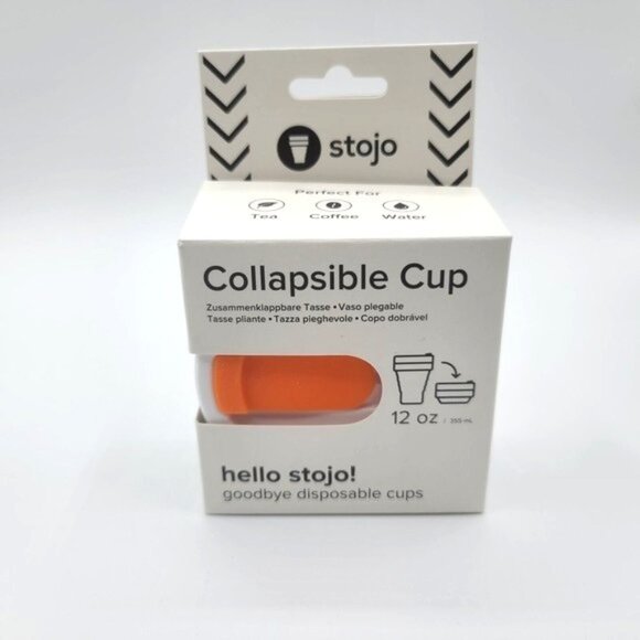 Lot of 4 Stojo Collapsible Cup 12 oz Orange White Portable Travel Tea Coffee NEW - Picture 10 of 10